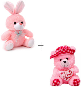 BRS_Soft_Toys Cute Bunny rabbit with Pink Teddy Bear Combo of pink ...