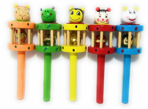 CRAFTS CARTS Wooden Non Toxic Colourful Rattle Toys for New Born Baby ...