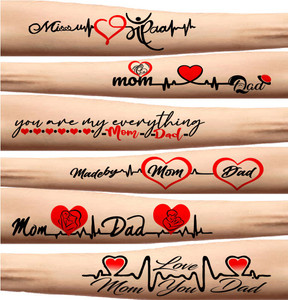 Temporary Tattoowala Mom Dad Heart And Heart Beat Tattoo For Male And ...