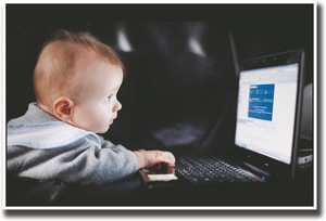 Cute baby using computer Fine Art Print - Children posters in India ...