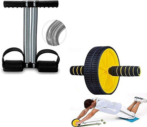 IRONCORE Double Spring Tummy Trimmer and Wheel AB Roller Combo for Abs ...