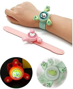 StapX LED Light Kids Rakhi Spinning Toy Boy Girl Spinning Slap Band ...