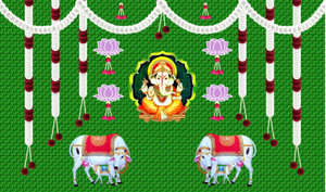 Ashvath Weaved Coconut Leaf & Lotus With Two Cow & GANESHJI (5Feet ...