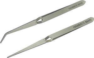 JTS Cross Lock Tweezers Set – Straight 6” & Bent 4.5” – Self-Closing – Stainless Steel – Soldering/Hobby