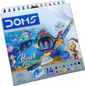 Flipkart.com | DOMS Brush colour pens large 14 shades with free canson ...