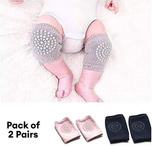 Soft Plush Baby Knee Pads - Non-Slip Crawling Protection, 1 Pair (Light Blue):Baby, Kids & Maternity