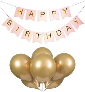 Flipkart Selibration Solid Light Pink Happy Birthday Banner With