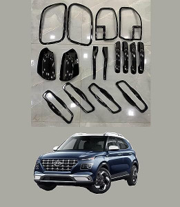 STARX Car Black Chrome Accessories Combo Kit for Hyundai Venue (2022 ...