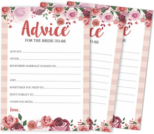 Floral Advice Cards For Wedding – Pack Of 50, 5x7 Inches, Blank Back, Guest Game Activity