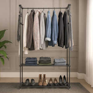 ADA Heavy Duty Iron Metal Clothe Stand, Garment Rack with 10 Hooks & 2 ...