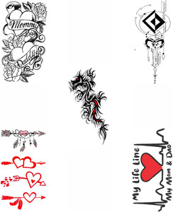 voorkoms Dragon And Mom Dad And Heart And Art Temporary Tattoo Sticker ...