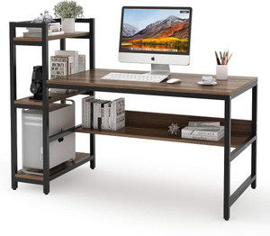 PRITI Computer Desk with 4-Tier Storage Shelves Engineered Wood ...