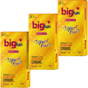 BIGFUN Mixed Fruits Flavoured Condoms | Latex, Lubricated & Flavoured ...