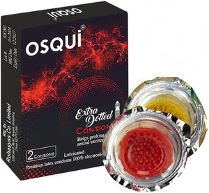 OSQUI Extra Lubricated Dotted Condom For Man (Pack of 2) Condom Price ...