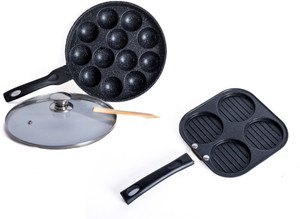 Home-pro 12 Cavities Appam & Mini Uttapam with Glass Lid and Single ...