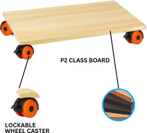 UniShop Heavy Duty Wooden CPU Tower Stand with Locking Wheels (Orange ...
