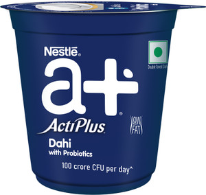 Nestle a+ a+ Acti Plus Dahi, Low fat Curd with Probiotics, Plain Curd ...