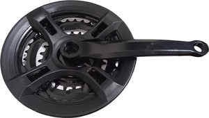 Mountain Bike Crankset - 24/34/42T High Carbon Steel Crank Set With Chain Cover For 21-27 Speed Bicycles