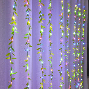 Artificial Grass Curtain LED String Light, 100 LEDs, 8 Modes, Remote ...