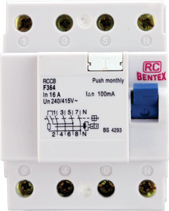 RC BENTEX RCCB / ELCB 16A FP, Standard Type, 240V/415V X04R000008 MCB ...