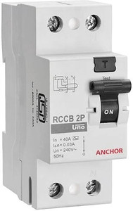 Anchor By Panasonic UNO Series 40 Amp Dual Pole 30mA RCCB | 2 Pole RCCB ...