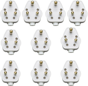 eshopglee Polycarbonate 3 Pin Top Heavy Duty 6A Universal Brass Socket ...