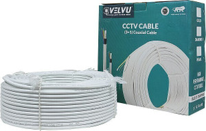 VELVU 90 Meter CCTV 3+1 Coaxial Cable Works with All Brand CCTV Cameras ...