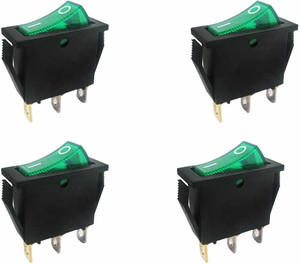 Prowans (4 PCS) 3 Pins ON/Off Switch 16A/250V Rocker Green Switch with ...