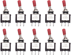 Universal Hub 10pieces Toggle Switch, ST, ON-OFF, 3 A/250V AC, 3 PIN ON ...
