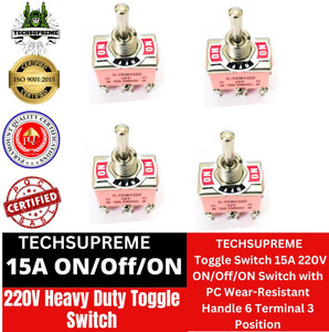 TechSupreme Heavy Duty Toggle Switch 15A 250V ON/Off/ON with 6 Terminal ...