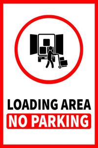 VAAIMAI Loading Area No Parking Sticker Red, Self Adhesive, Glossy ...