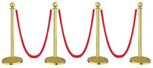 Robustt Golden Queue Manager with Red Velvet Rope | 900 mm Pillar | 1 ...