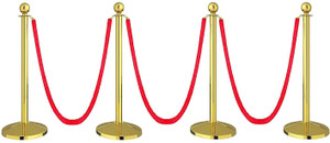 Robustt Golden Queue Manager with Red Velvet Rope | 900 mm Pillar | 1 ...