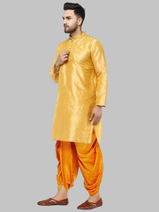 ROYAL Kurta Uomo Con Dhoti – Misto Seta, Taglia 42, Colore Blu Navy, Completo Etnico
