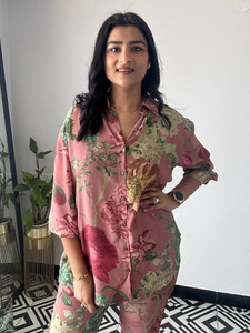 LookMark Kurta Set Für Damen – Rotes Ethno-Outfit Mit Spitze, Größe 42