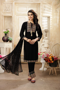 RangMahal Women's Pure Cotton Muslin Fabric Sequence Heavy Work Kurta