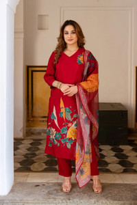 ANNI DESIGNER Dames Kurta van viscose, viscose, recht, bedrukt, met