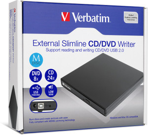 Verbatim External Slimline CD/DVD Writer USB 2.0 (66817) External DVD ...