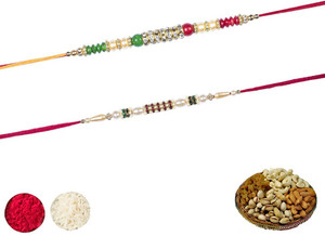Siddhi Sales SHIVF2GDR222026 Multicolor Rakhi Set with Dry Fruits ...