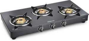 Sunflame Sunflame 3B PRIME XL BK Gas Stove, Powder Coated Toughened Glass Top 3 ...