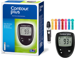 Glucometer Oct CONTOUR PLUS Glucometer + 1 lancing device + 5 Coloured lancets ...