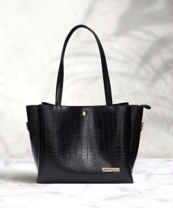 Carrylux Croc Pattern Tote Bag – Large Capacity PU Leather Shoulder Bag For Women