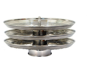 ktl KTL STAINLESS STEEL IDIYAPPAM STAND WITH 3 PLATES - PLATE SIZE: 19 ...