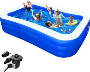 Attire Splash-10 ft 3-Layer Family Pool with Rapid Electric Pump for ...
