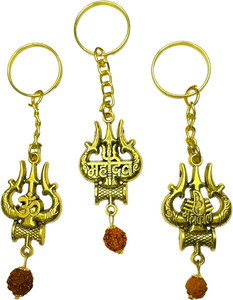 Charms Combo of Lord Shiva Mahadev Mahakal Rudraksha Trishul Shape Gold ...
