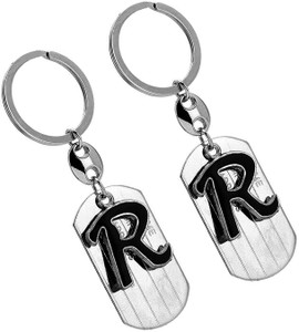 Newview 2 English Alphabet Letter R Silver Black Metal Keychain Key ...