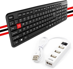 QUANTUM Combo Wired Keyboard USB HUB with Switch ,High Speed Plug ...