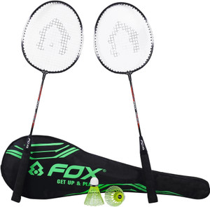 FOX Smash Pro with 2 Rackets, 2 Shuttles & Full Cover Case Badminton ...