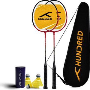 Hundred Powertek 100 (2 Strung Rackets with 1 Full Cover) & 3pc Aura ...