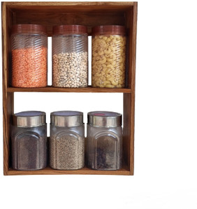 TEAKWOODKART Containers Kitchen Rack Wood Multipurpose Spice Jar/Bottle ...